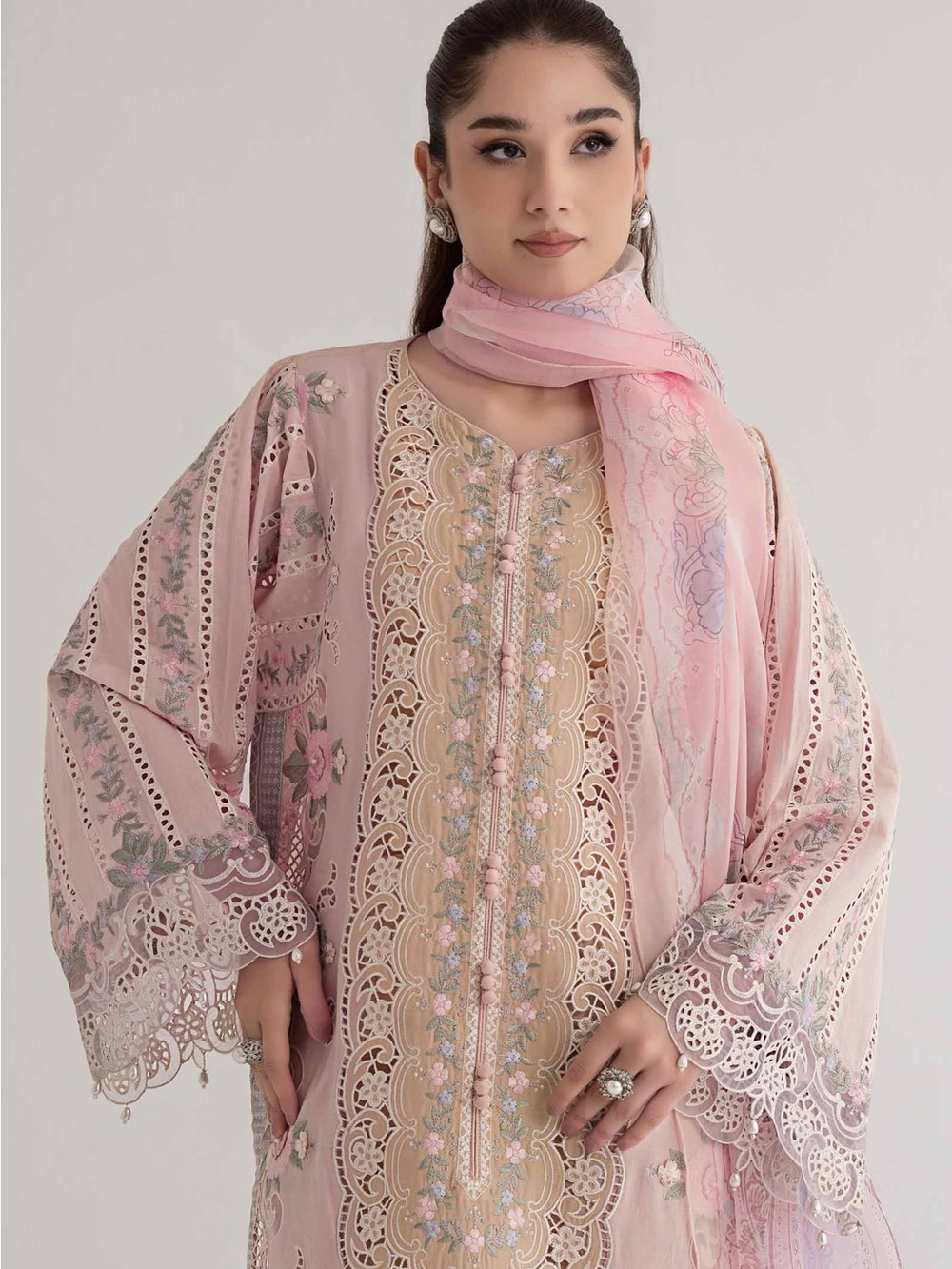 Maria B Brand New 3 Piece Pastel Pink Embroidered Lawn Suit | DS-2406-A NWOT